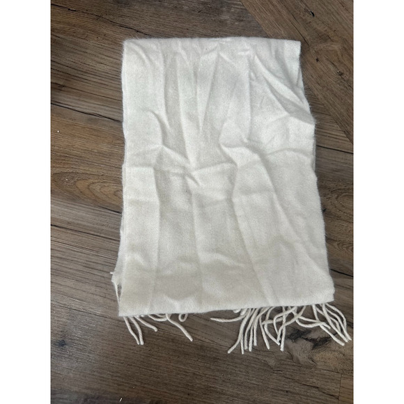 Charter Club 100% Cashmere Ivory Cream Fringe Scarf Women 10x62" One Size - Picture 4 of 6